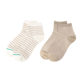 【ブラックのみ】ボディクーラー　ボーダー柄ショート丈ソックス　２足組/セブンプレミアムライフスタイル