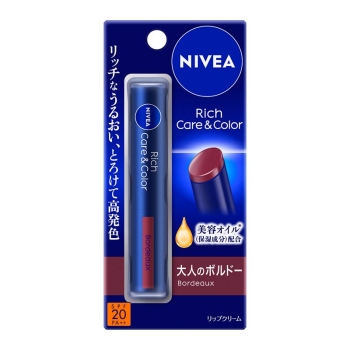 花王　ニベア　リッチケア＆カラーリップ　ボルドー