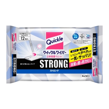 【在庫限り】花王　クイックルワイパー　立体吸着ウエットシート　ストロング香りが残らないタイプ１２枚入