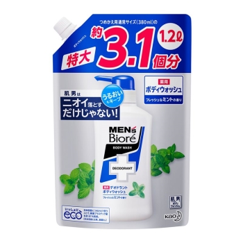 花王　メンズビオレ　薬用デオドラントボディウォッシュ　フレッシュなミント　つめかえ特大　１２００ｍｌ