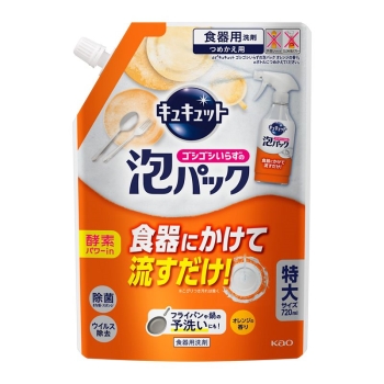 花王　キュキュット　ゴシゴシいらずの泡パック　オレンジの香り　つめかえ用　７２０ｍｌ