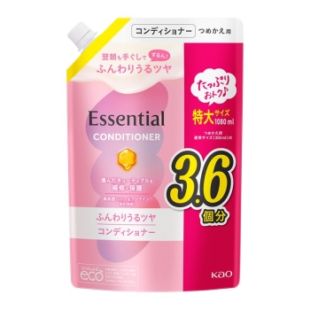 【在庫限り】花王　エッセンシャル　ふんわりうるツヤ　コンディショナー　つめかえ用　１０８０ｍｌ