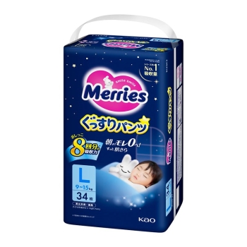 花王　メリーズ　ぐっすりパンツ　Ｌサイズ　３４枚