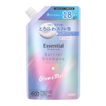 花王　エッセンシャル　プレミアム　うるおいバリアシャンプー　グロウ＆モイスト　つめかえ