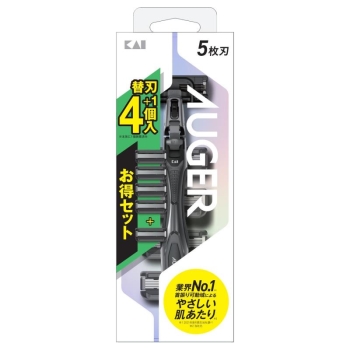 貝印　ＡＵＧＥＲホルダー　クリア　替刃４個＋１付