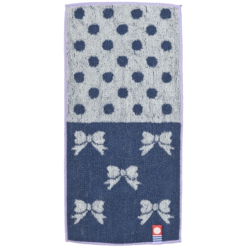 セブンプレミアムライフスタイル　キッズ　今治ハーフタオルハンカチ　ドットリボン柄