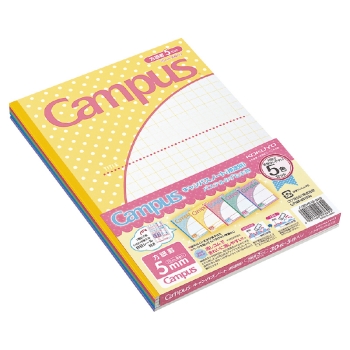 コクヨ　キャンパスノート（用途別）パステル水玉柄表紙（５ミリ方眼罫１０ミリ実線入り）セミＢ５　５Ｐ