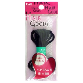 ヘアゴム　太　黒　約１Ｍ　抗菌