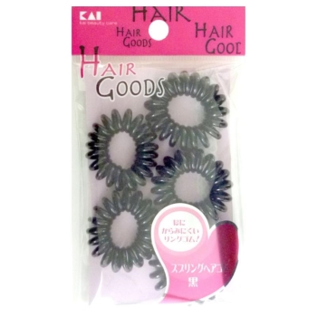 スプリングヘアゴム　黒　５Ｐ