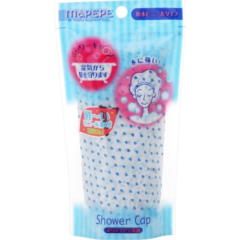 マペペ　シャワーキャップ　ハートブルー　ポリエチレン