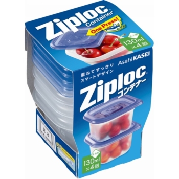 ジップロックコンテナー　正方形　１３０ｍｌ　４個