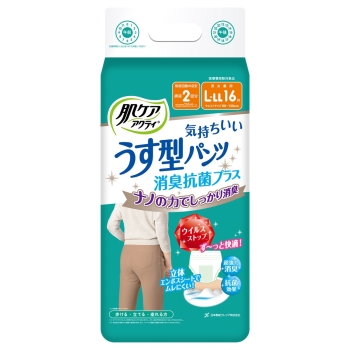 肌ケアアクティうす型パンツ消臭抗菌Ｌ－ＬＬ１６枚