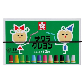 サクラクレヨン　太巻１２色　ゴムひも付き