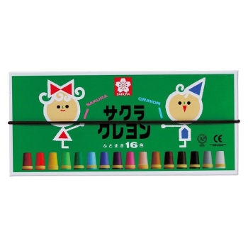 サクラクレヨン太巻１６色　ゴムひも付き