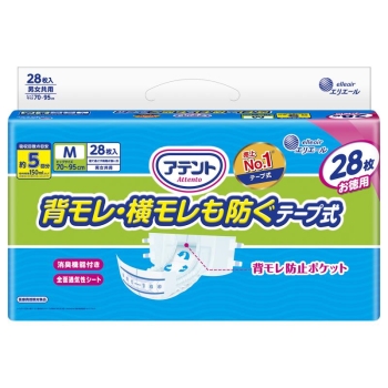 アテント　テープ式Ｍ２８枚背モレ横モレも防ぐ