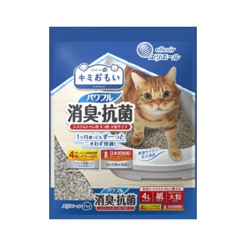 エリエール　キミおもい　パワフル消臭・抗菌　システムトイレ用ネコ砂大粒　４Ｌ