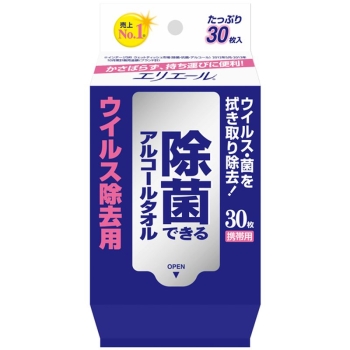 エリエール　除菌できるアルコールタオル　ウィルス除去用　携帯用　３０枚