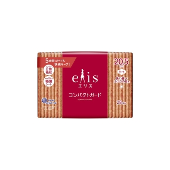 【医薬部外品】エリス　コンパクトガード　多い昼－ふつうの日用　羽つき　２８枚