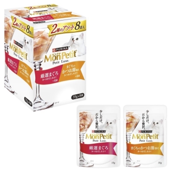ネスレ日本　モンプチプチリュクスパウチ２種のアソート厳選まぐろ＆まぐろのかつお節添え３５ｇ×８Ｐ