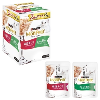 ネスレ日本　モンプチ　プチリュクスパウチ　２種のアソート　厳選まぐろ＆まぐろの鯛添え３５ｇ×８Ｐ