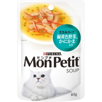 モンプチ　スープ　ささみスープ　緑黄色野菜、かにかま入り４０ｇ