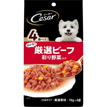シーザー　ジューシー厳選ビーフ　彩り野菜入り　７０ｇ×４袋