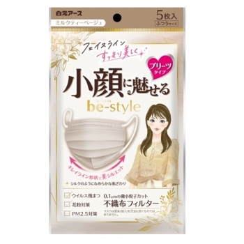 【在庫限り】ビースタイルプリーツふつう　ミルクティーベージュ　５枚