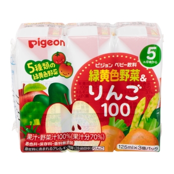 緑黄色野菜＆りんご１００　１２５ｍｌ×３パック