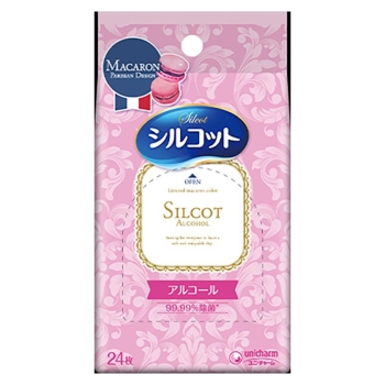 シルコット　アルコール　ウエットティッシュ　マカロンデザイン　無香料　２４枚