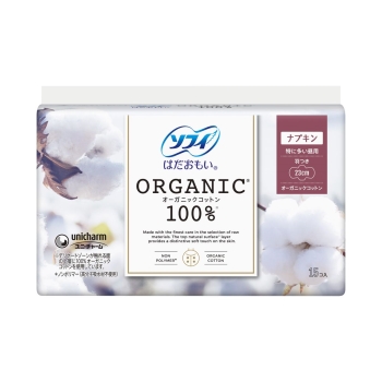 ユニ・チャーム　ソフィ　はだおもい　オーガニックコットン　羽つき　２３ｃｍ　１５枚　特に多い昼用