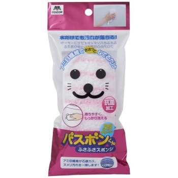 バスボンくん　お風呂クリーナー　ふさふさスポンジ抗菌　ピンク