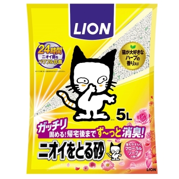 ライオン　ペットキレイ　ニオイをとる砂　フローラルソープの香り　５Ｌ
