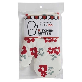 キッチンミトン　ノスタルジックフラワー　レッド