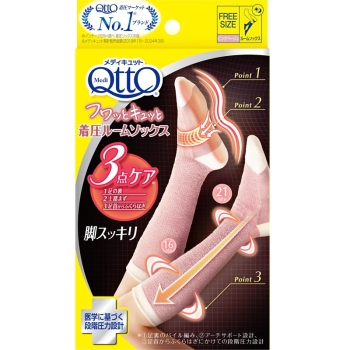 メディキュット着圧ルームソックス　ベージュピンク