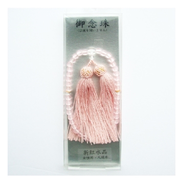 念珠　Ｐ新紅水晶６ｍｍ人絹房　ピンク