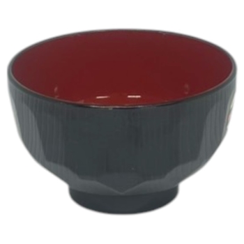 山中塗　亀甲汁椀　黒内朱