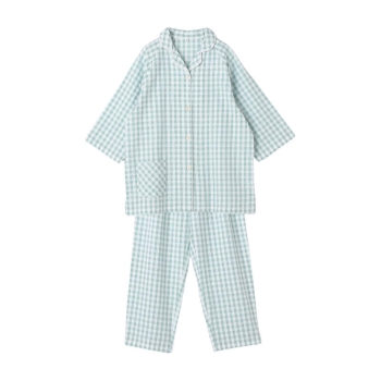 婦人　ボディクーラー　サッカーギンガム７分袖シャツパジャマ／セブンプレミアムライフスタイル