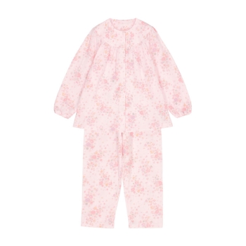 グレイスフルデイズ　婦人日本製肌綿キルト花柄丸ヨークプチシャツパジャマ