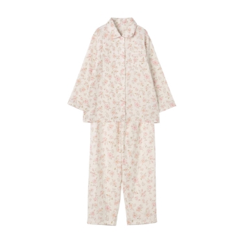 グレイスフルデイズ　婦人日本製二重ガーゼ中花シャツパジャマ