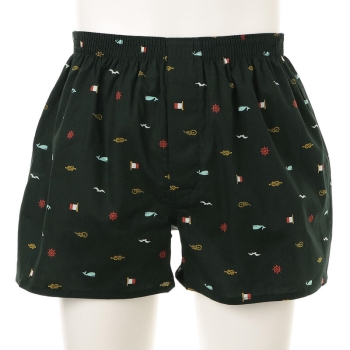 メンズ　マリン柄プリントトランクス＜はきこみ丈深め＞