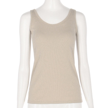 ＳｕＴｅＫｉ　ラウンドネック後ろヘムカップ付き細リブタンクトップ