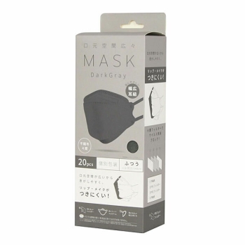 口元空間広々マスク　ダークグレー　２０枚入
