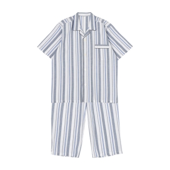 ボディクーラー　紳士　パナマサッカーストライプ　半袖パジャマ／セブンプレミアムライフスタイル