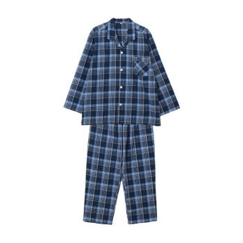 ボディクーラー　紳士　パナマサッカー格子　長袖シャツパジャマ／セブンプレミアムライフスタイル