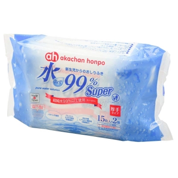 水９９％　ＳＰ　厚手おしりふき　携帯用１５枚×２個