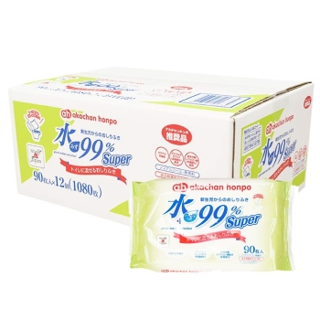 水９９％　ＳＰ　トイレに流せるおしりふき　９０枚×１２個（１ケース）