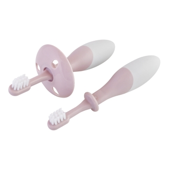 太いグリップでにぎりやすい乳歯ブラシ　ピンク