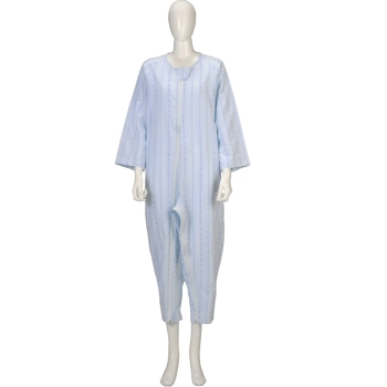 竹虎　ソフトケアねまき両開きファスナー薄手　ブルー