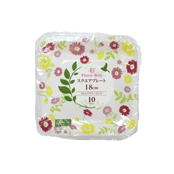 スクエアプレート　リトルフラワーレッド　１８ｃｍ