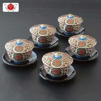 波佐見焼　古伊万里様式　唐花　茶托付汲出５客揃　５６９７９４